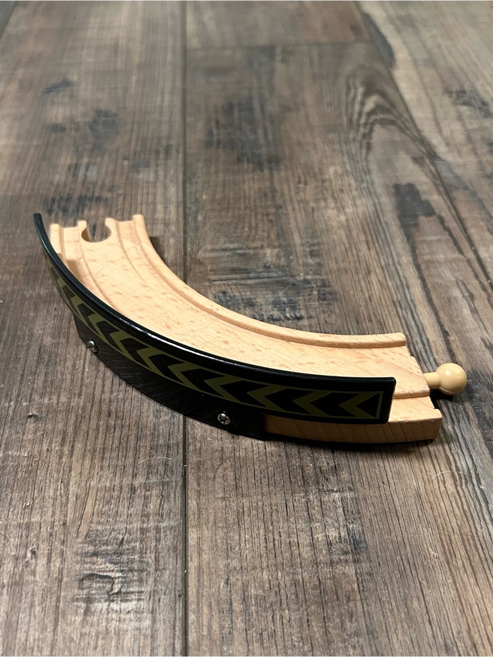 Wooden Train Track Yellow Black Guard Rail Wood Railway Piece